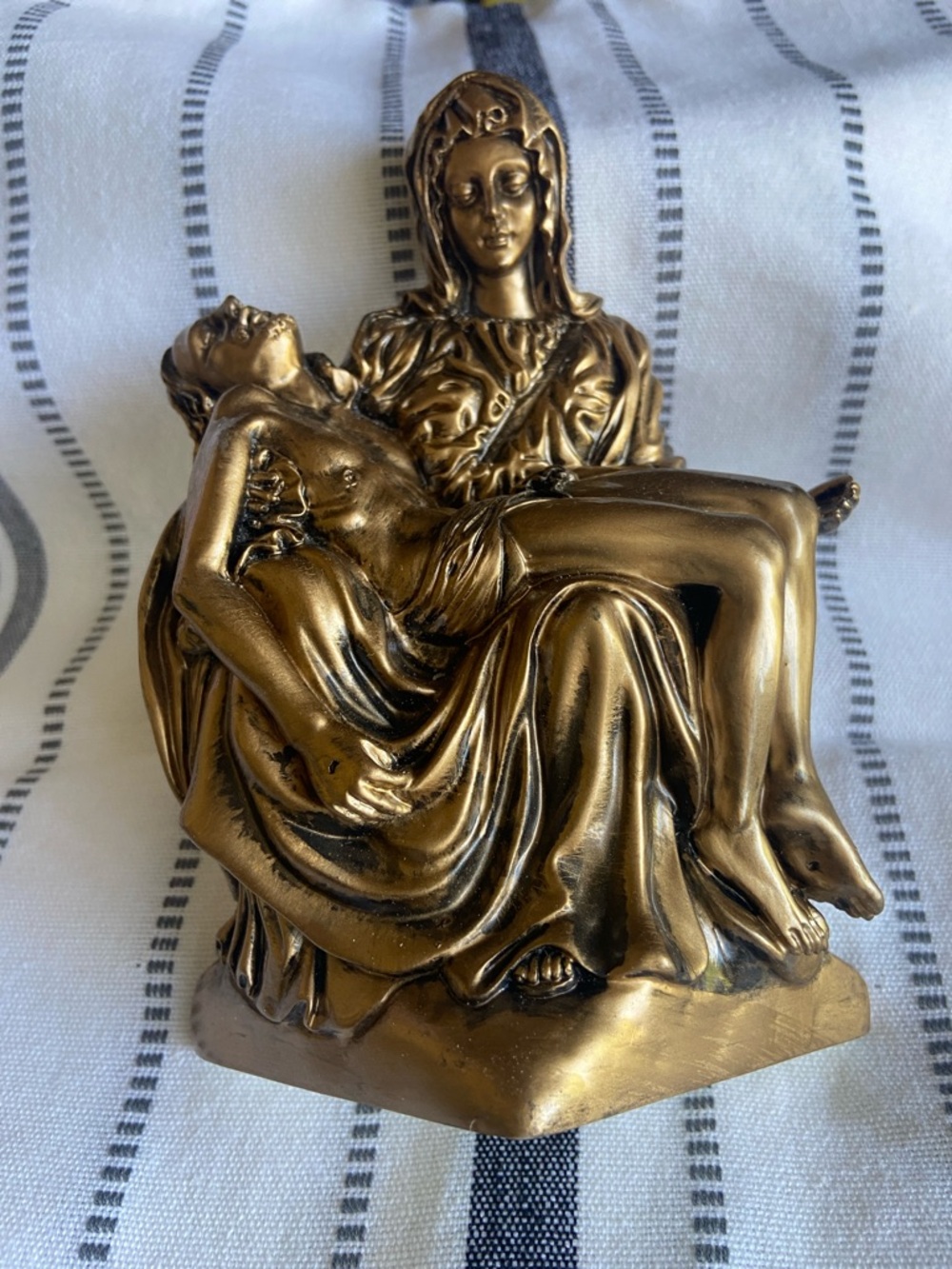 Bronze-Tone Pieta Sculpture Figurine - Decorative Home Art